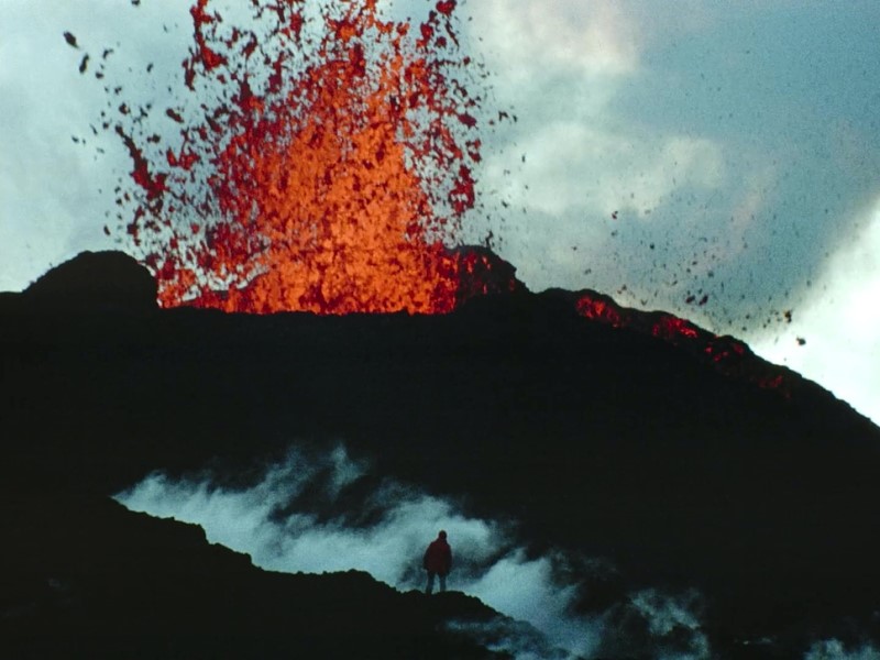 The use of the color cyan in "Fire of Love" documentary film