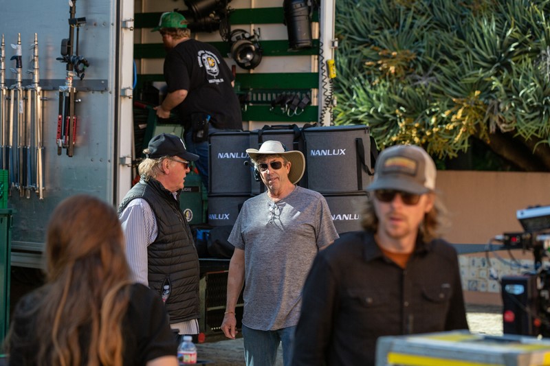 Shane Hurlbut, ASC unloading equipment with Nanlux lights