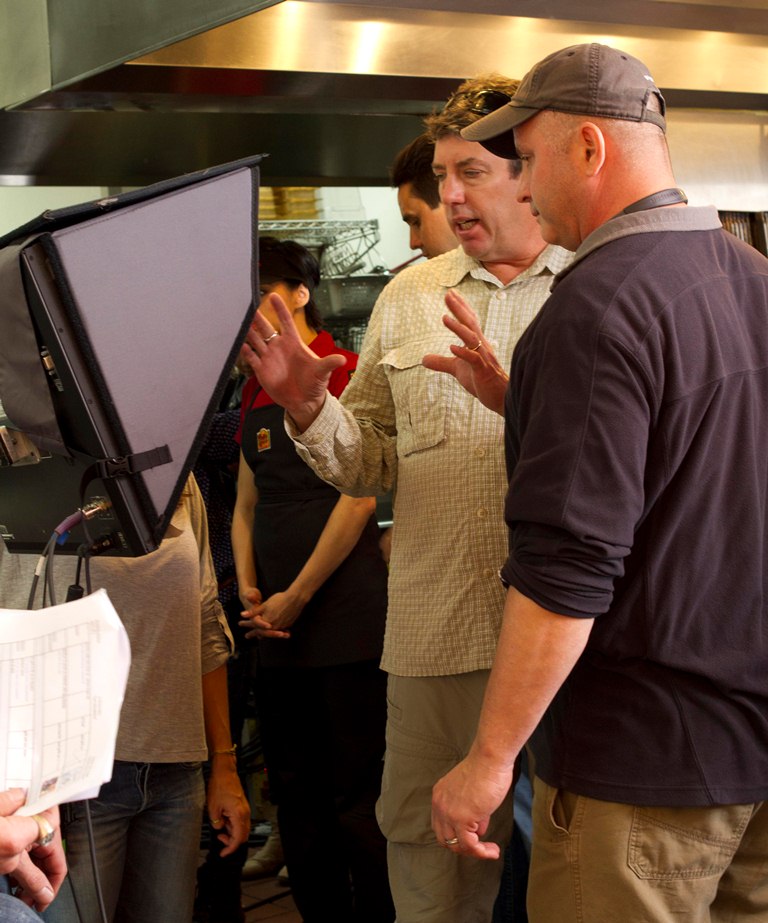 D.P. Shane Hurlbut, ASC and director John Krueger discussing a shot. El Pollo Loco Cinematography filmmaker film movies tv shooting DP lights