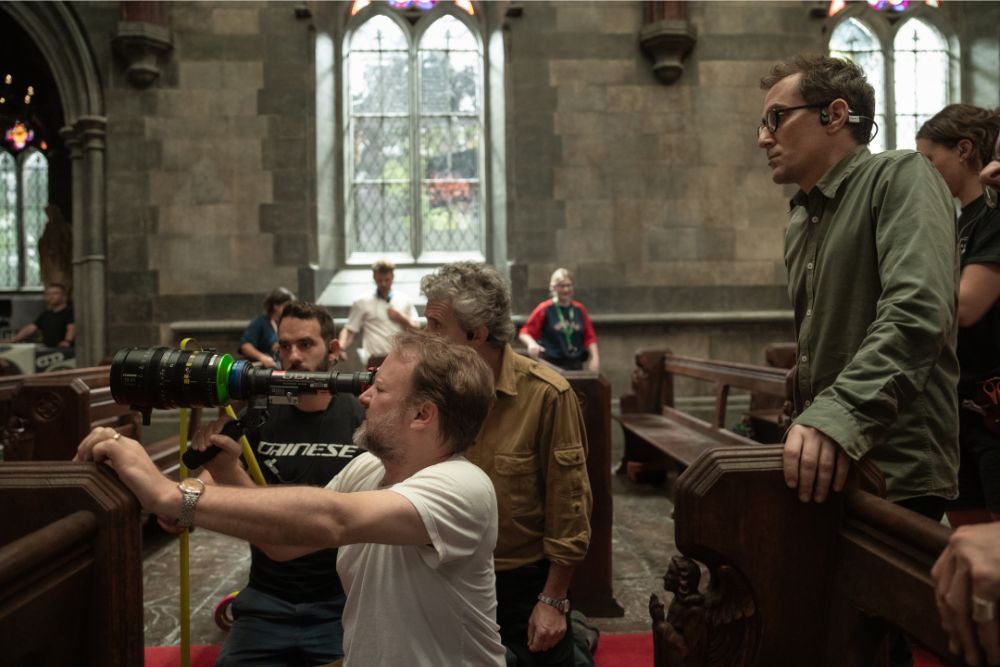 Filmmakers Rian Johnson and Steve Yedlin, ASC Behind the Scenes of "Wake Up Dead Man" | Courtesy of Steve Yedlin, ASC