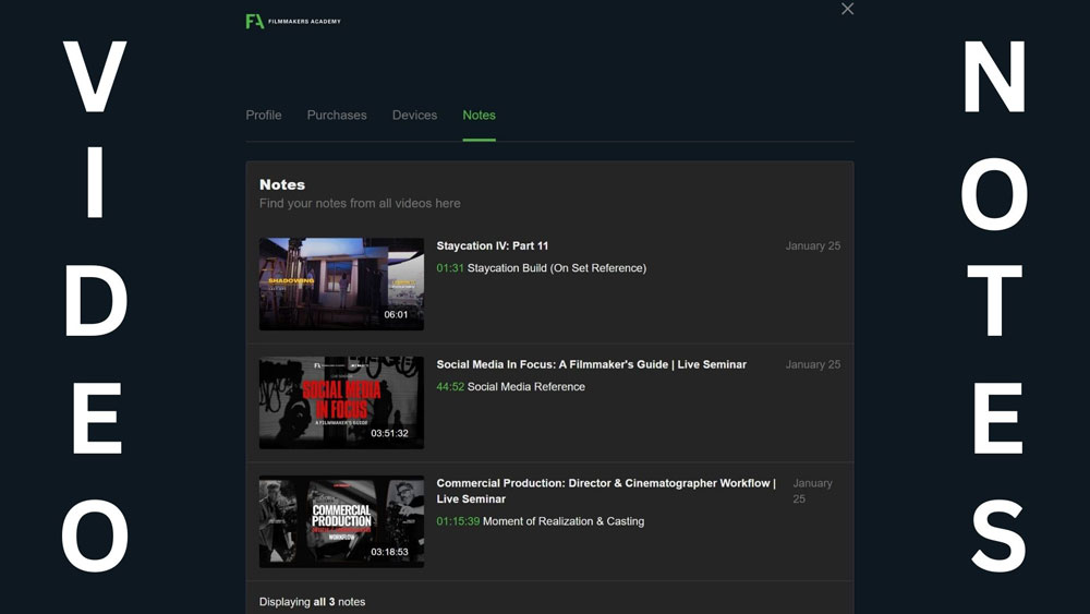 Filmmakers Academy Video Notes Feature - Thumbnail