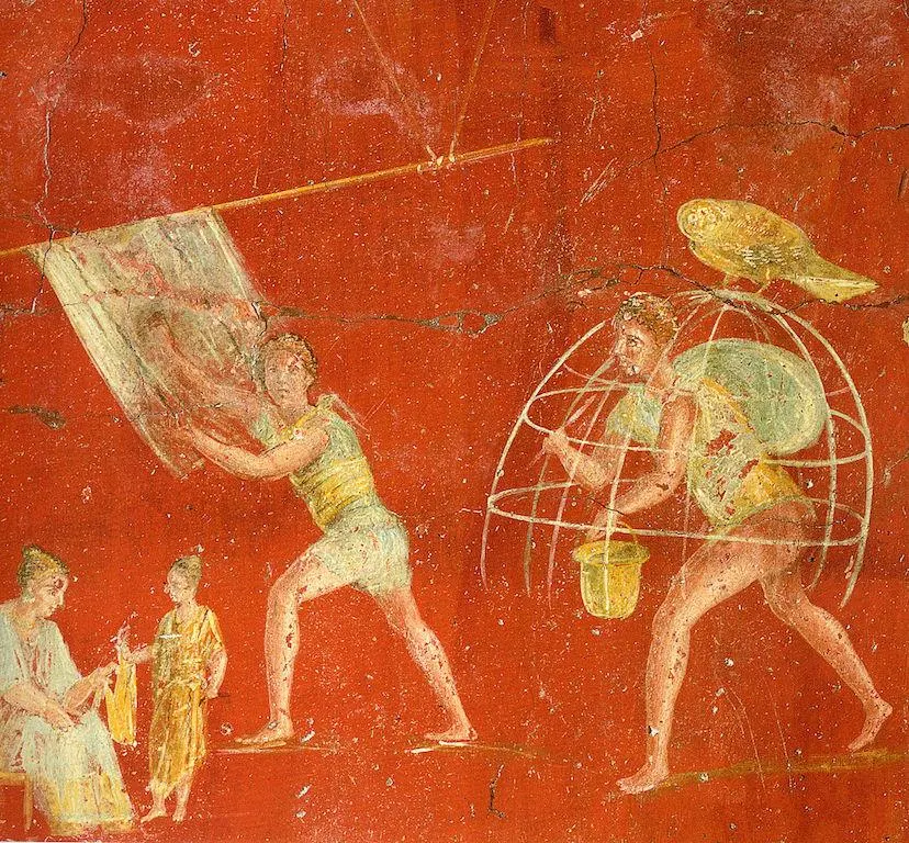 Color Orange in Roman fresco from the fullonica of Veranius Hypsaeus in Pompeii | Museo Archeologico Nazionale